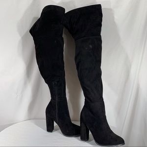 So Me Women’s Size 7 Vegan Suede Over The Knee Heeled Boots